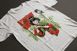 Geisha Girl Umbrella Graphic Tee